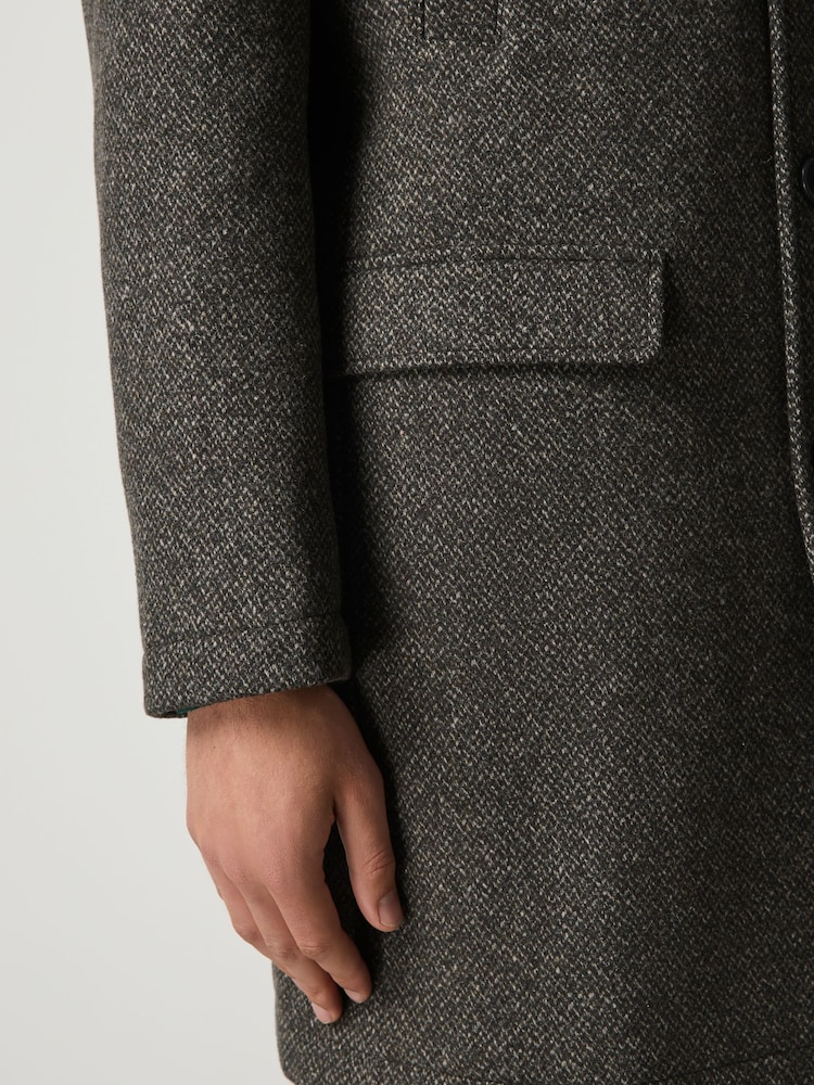 Brown Wool Blend Mock Gilet Herringbone Padded Coat - Image 5 of 5