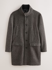 rjava - Volnen Blend Mock Gilet Herringbone podloženi plašči - Slika 6 iz 10