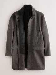 rjava - Volnen Blend Mock Gilet Herringbone podloženi plašči - Slika 7 iz 10