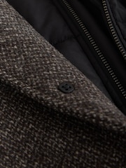 rjava - Volnen Blend Mock Gilet Herringbone podloženi plašči - Slika 8 iz 10