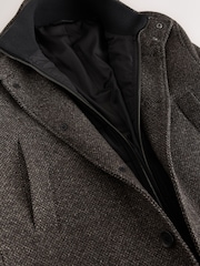 rjava - Volnen Blend Mock Gilet Herringbone podloženi plašči - Slika 9 iz 10