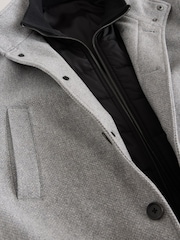 siva - Volnen Blend Mock Gilet Herringbone podloženi plašči - Slika 9 iz 11