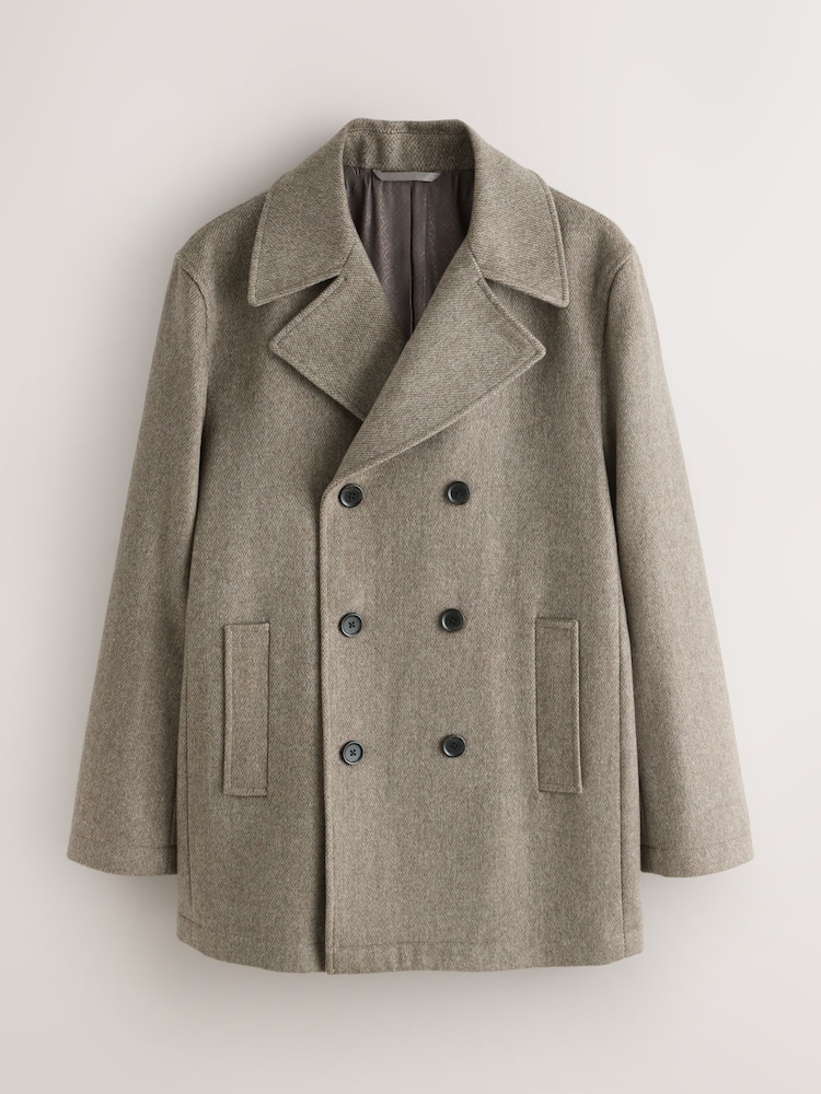 Light Brown Regular Fit N.Premium Peacoat - Image 1 of 5 Light Brown Regular Fit N.Premium Peacoat - Image 1 of 5