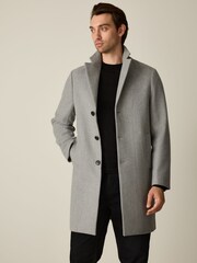 Gris claro - Regular - Abrigo con tejido de lana de Epsom de N. Premium - Imagen 1 de 7