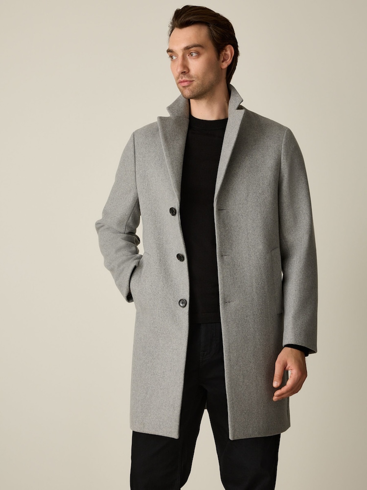 Gris claro - Regular - Abrigo con tejido de lana de Epsom de N. Premium - Imagen 1 de 7