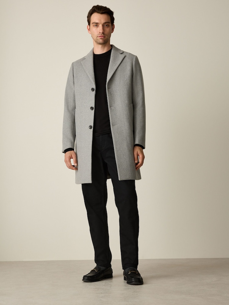 Gris claro - Regular - Abrigo con tejido de lana de Epsom de N. Premium - Imagen 2 de 7
