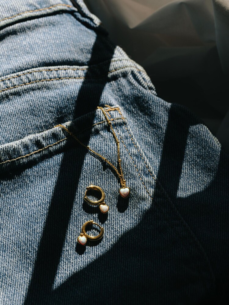 Orelia London Gold Tone Tone Opal Heart Drop Huggie Hoop Earrings - Image 3 of 3 Orelia London Gold Tone Tone Opal Heart Drop Huggie Hoop Earrings - Image 3 of 3