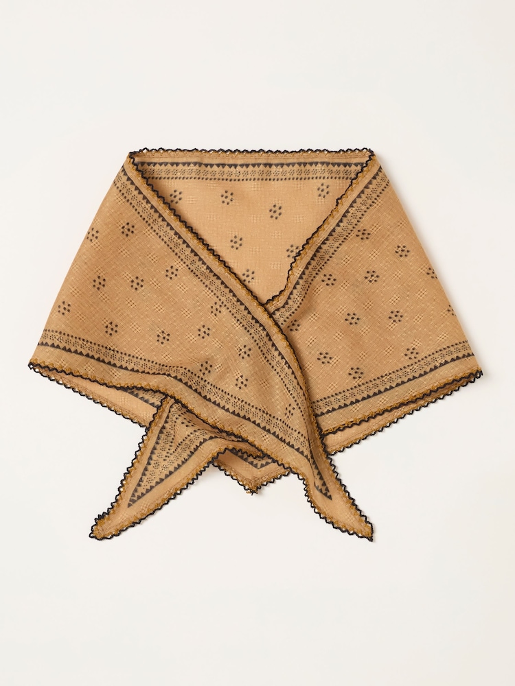 FatFace Mustard Yellow Scattered Spot Triangle Scarf - Image 1 of 3 FatFace Mustard Yellow Scattered Spot Triangle Scarf - Image 1 of 3