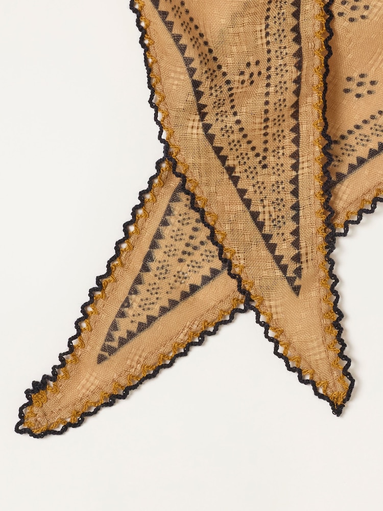 FatFace Mustard Yellow Scattered Spot Triangle Scarf - Image 2 of 3 FatFace Mustard Yellow Scattered Spot Triangle Scarf - Image 2 of 3
