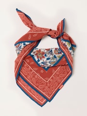 FatFace Rust Red Paisley Floral Square Scarf - Image 1 of 3