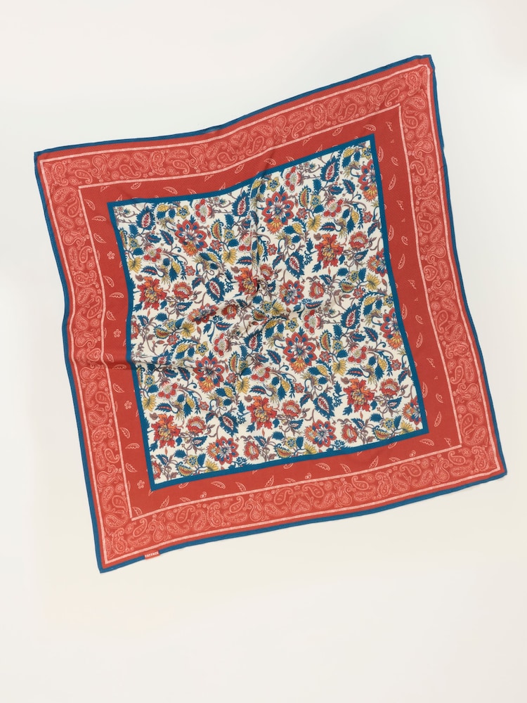FatFace Rust Red Paisley Floral Square Scarf - Image 2 of 3 FatFace Rust Red Paisley Floral Square Scarf - Image 2 of 3