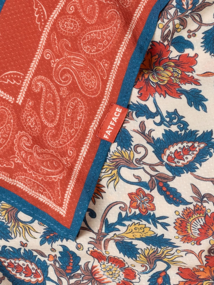 FatFace Rust Red Paisley Floral Square Scarf - Image 3 of 3 FatFace Rust Red Paisley Floral Square Scarf - Image 3 of 3
