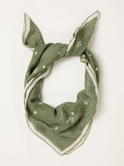 FatFace Green Floral Spot Printed Square Scarf - Image 1 of 3