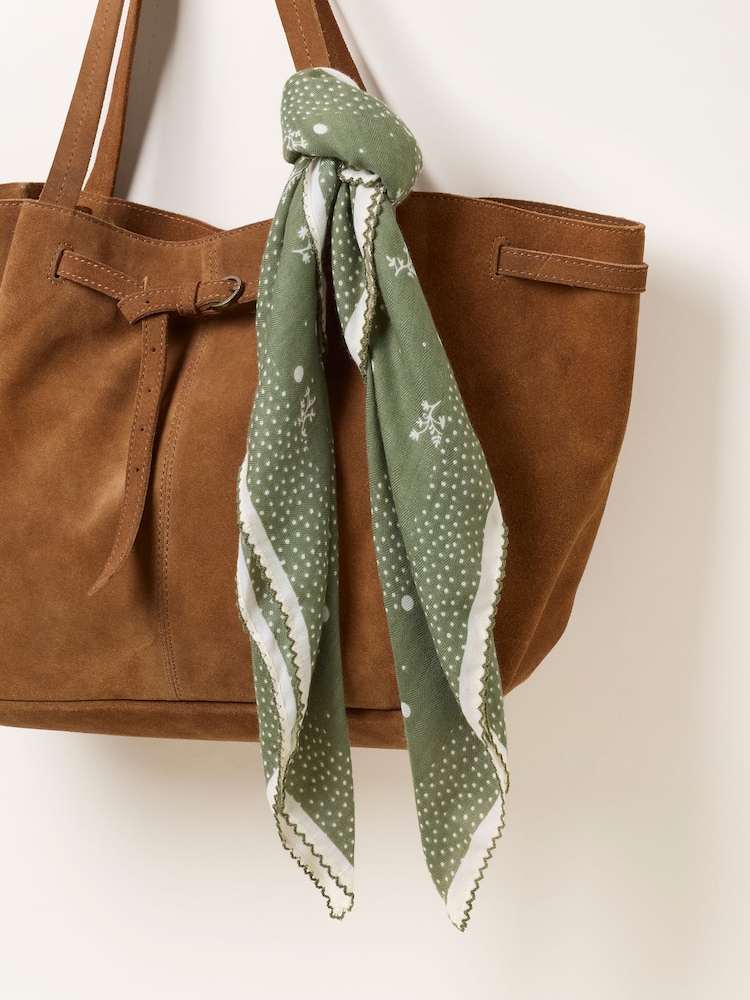 FatFace Green Floral Spot Printed Square Scarf - Image 3 of 3