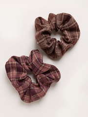 FatFace 2 Pack Multi Check Scrunchies - Image 1 of 2