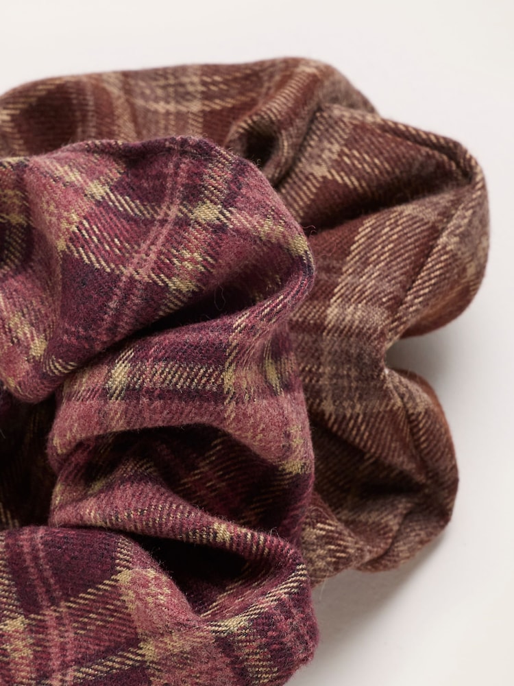 FatFace 2 Pack Multi Check Scrunchies - Image 2 of 2 FatFace 2 Pack Multi Check Scrunchies - Image 2 of 2