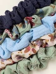 FatFace Green 5 Pack Floral Satin Scrunchies - Image 2 of 2