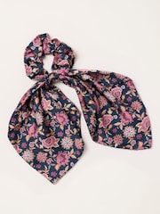 FatFace Navy Vintage Floral Tie Scrunchie - Image 1 of 2