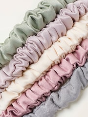 FatFace Multi 5 Pack Plain Satin Scrunchies - Image 2 of 2