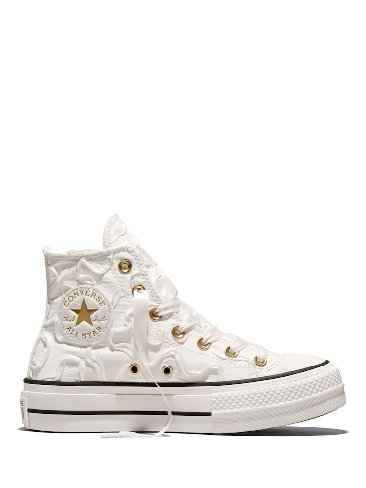 Buy Converse White Chuck Taylor All Star Lift Platform Ribbon Trainers ...