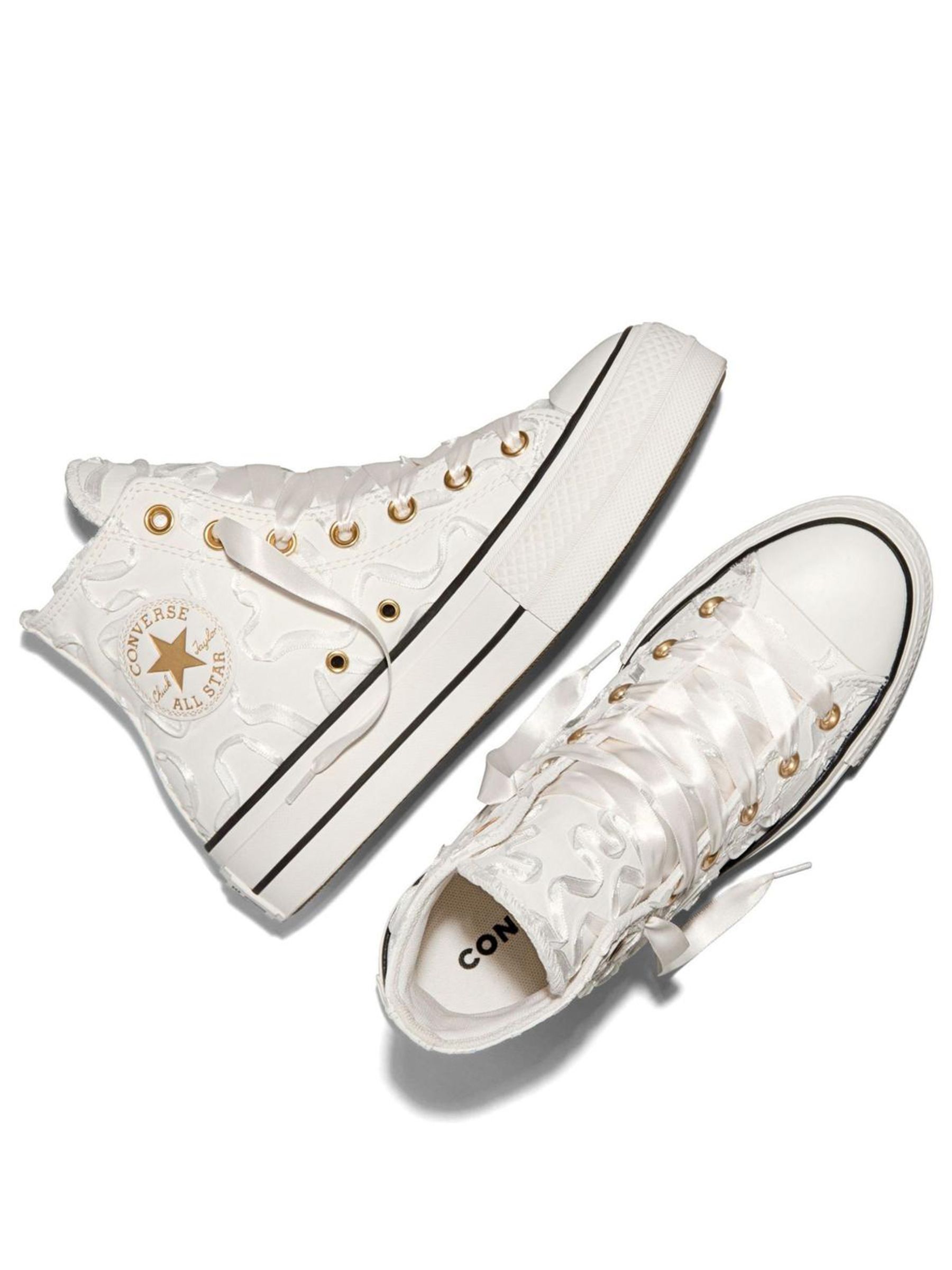 Buy Converse White Chuck Taylor All Star Lift Platform Ribbon Trainers ...