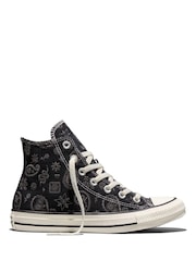 Converse Black Chuck Taylor All Star Paisley Pop High Trainers - Image 1 of 5