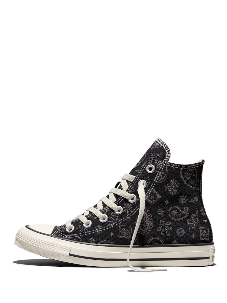 Converse Black Chuck Taylor All Star Paisley Pop High Trainers - Image 2 of 5 Converse Black Chuck Taylor All Star Paisley Pop High Trainers - Image 2 of 5
