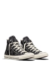 Converse Black Chuck Taylor All Star Paisley Pop High Trainers - Image 5 of 5