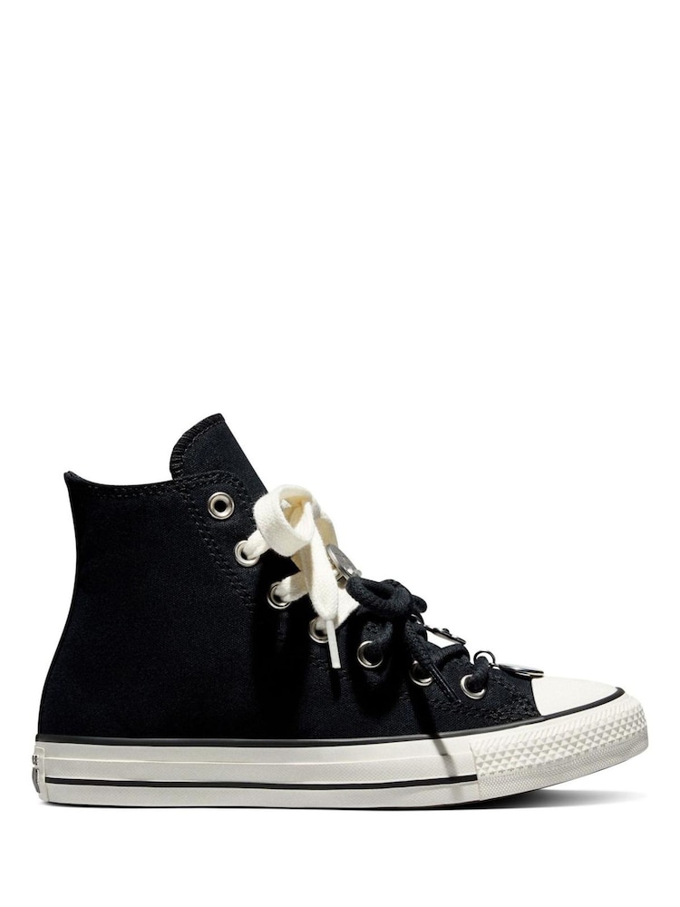 Converse Black Chuck Taylor All Star Floral Charm High Trainers - Image 2 of 12 Converse Black Chuck Taylor All Star Floral Charm High Trainers - Image 2 of 12