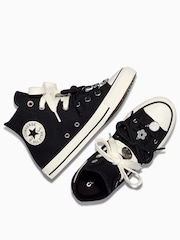 Converse Black Chuck Taylor All Star Floral Charm High Trainers - Image 4 of 12