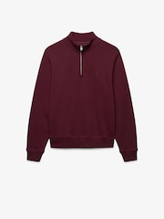 Superdry Red Signature Emb Half Zip Sweat Top - Image 1 of 1