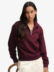 Superdry Red Signature Emb Half Zip Sweat Top - Image 4 of 7