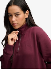 Superdry Red Signature Emb Half Zip Sweat Top - Image 5 of 7