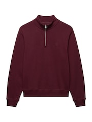 Superdry Red Signature Emb Half Zip Sweat Top - Image 6 of 7