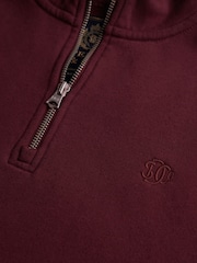 Superdry Red Signature Emb Half Zip Sweat Top - Image 7 of 7