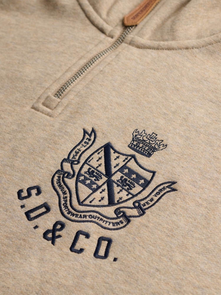 Superdry Brown Country Club Half Zip Sweat Top - Image 2 of 2