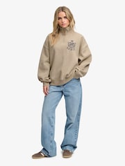 Коричневий - Superdry Country Club Half Zip Sweat Top - Image 3 of 7