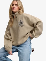 Коричневий - Superdry Country Club Half Zip Sweat Top - Image 5 of 7