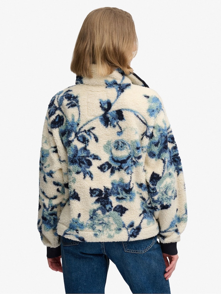 Синій - Superdry Super Soft Printed Half Zip Neck Sweat Top - Image 2 of 6