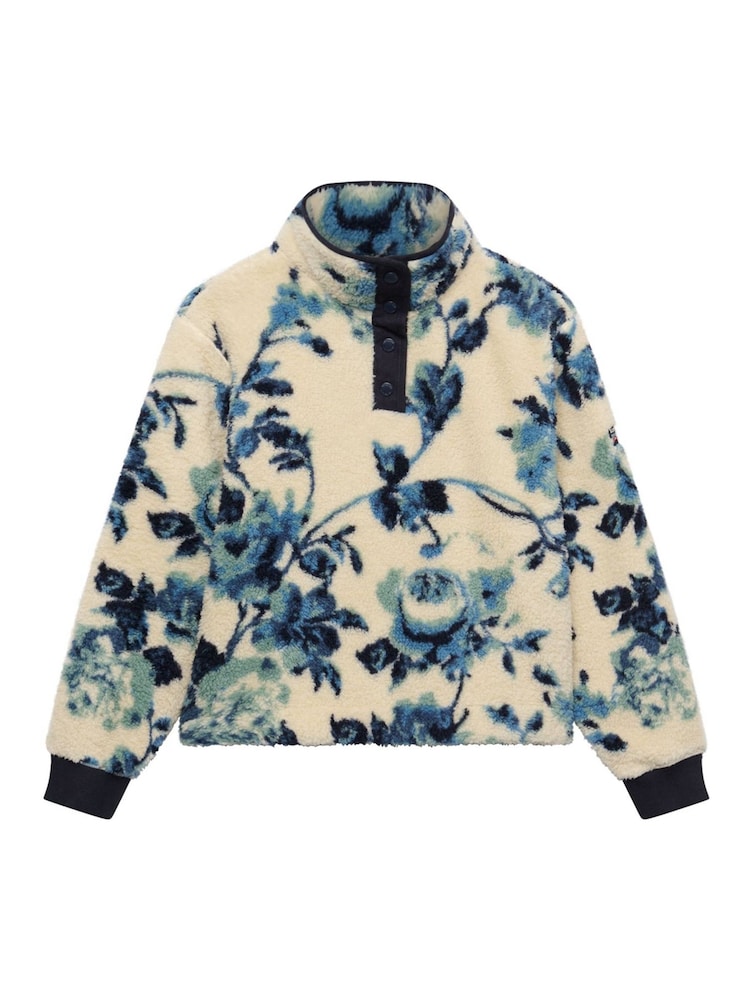 Синій - Superdry Super Soft Printed Half Zip Neck Sweat Top - Image 6 of 6