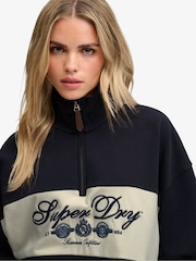 Superdry Blue Ornate Script Half Zip Sweat Top - Image 2 of 4
