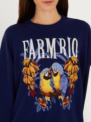 Farm Rio Blue Love Birds Embroidery Sweater - Image 3 of 4