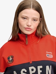 Superdry Red Preppy Half Zip Sweat Top - Image 4 of 6