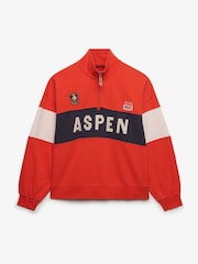 Superdry Red Preppy Half Zip Sweat Top - Image 6 of 6