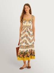 Farm Rio Yellow Hilo Stripes Sand Midi Dress - Image 1 of 4