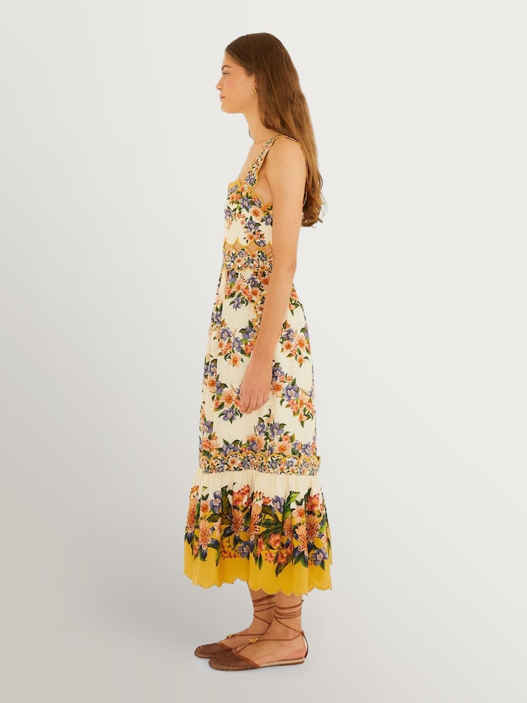 Farm Rio Yellow Hilo Stripes Sand Midi Dress - Image 2 of 4