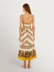 Farm Rio Yellow Hilo Stripes Sand Midi Dress - Image 3 of 4
