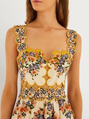 Farm Rio Yellow Hilo Stripes Sand Midi Dress - Image 4 of 4