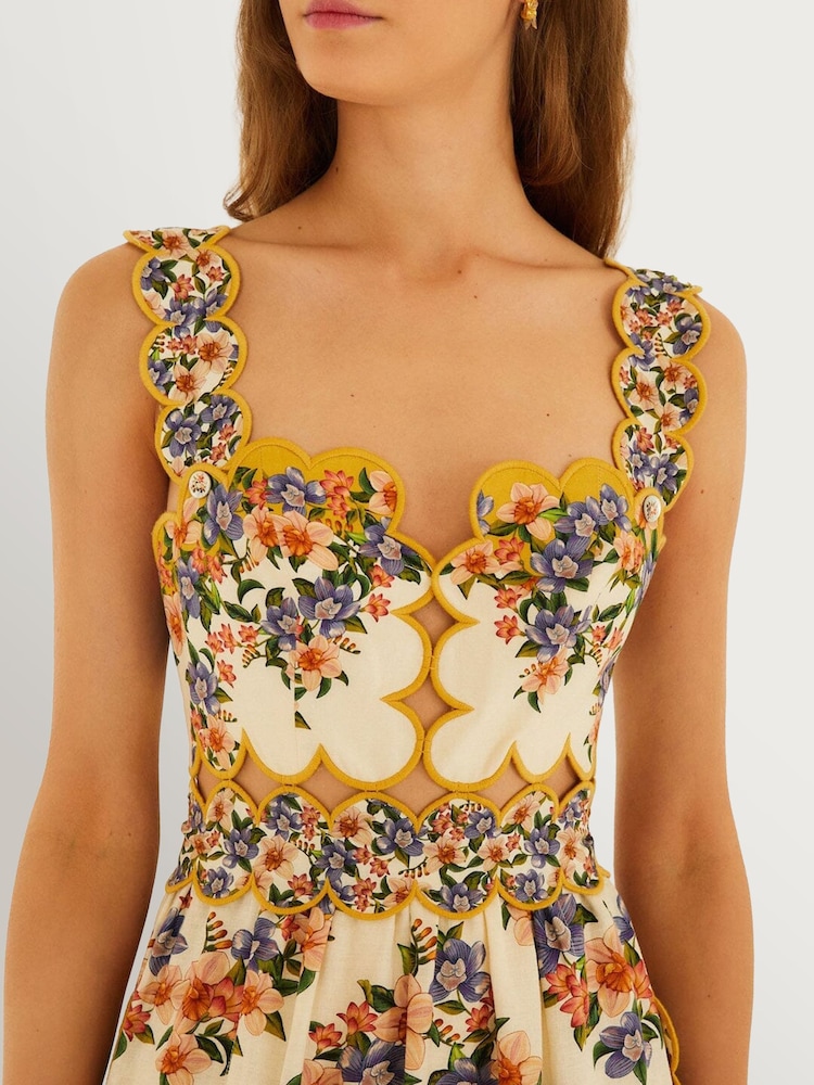 Farm Rio Yellow Hilo Stripes Sand Midi Dress - Image 4 of 4