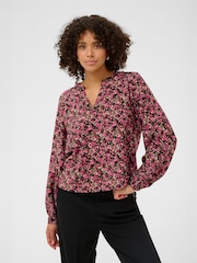 Kaffe Black Bella V-Neck Long Sleeve Shirt - Image 2 of 5